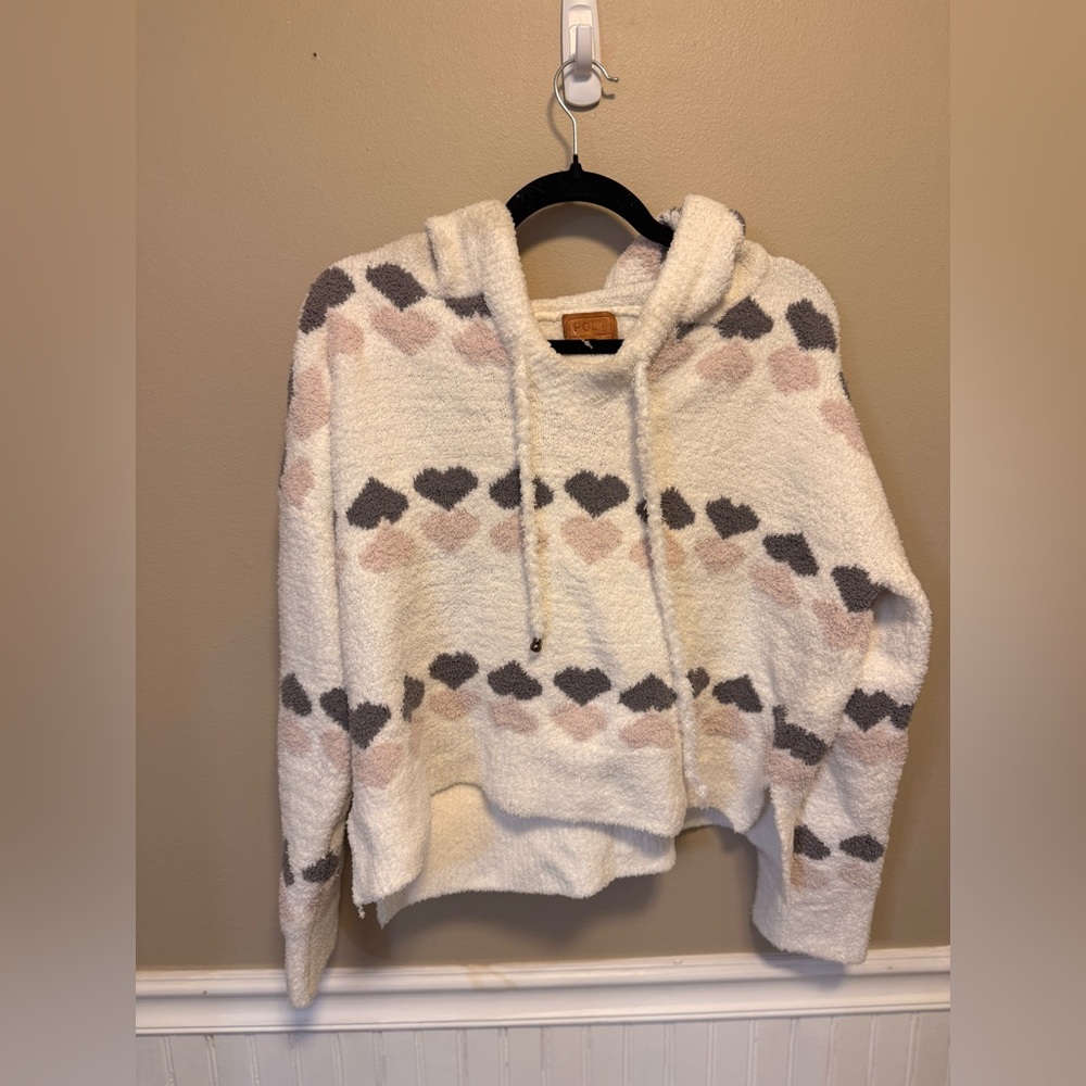 POL Cream Heart‎ Pattern Hoodie